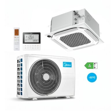 Midea Breezeless+ 14.1/16.1 kW Kasetinis šilumos siurblys oras-oras Midea Breezeless+ 14.1/16.1 kW Kasetinis šilumos siurblys oras-oras