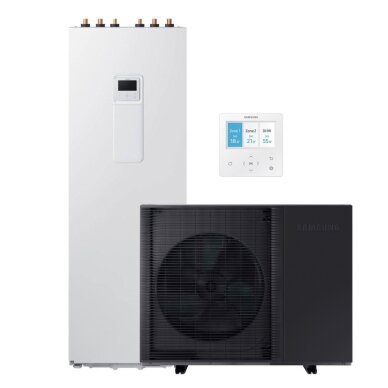 Samsung oras-vanduo ClimateHub MONO Quiet 14 kW su 260L boileriu Samsung oras-vanduo ClimateHub MONO Quiet 14 kW su 260L boileriu