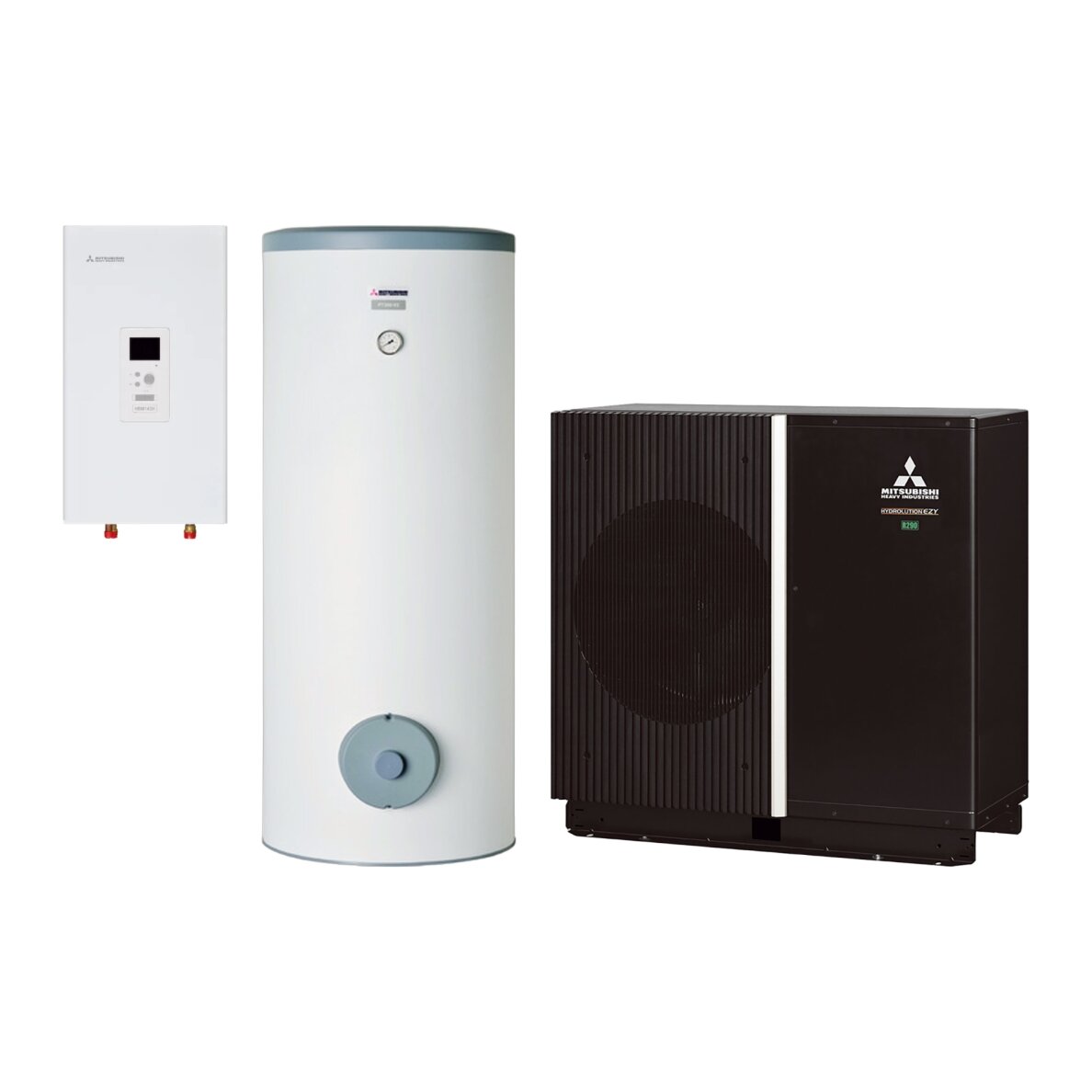 Šilumos siurblys oras-vanduo Mitsubishi Heavy Industries Hydrolution EZY Hydrobox 10 kW, trifazis, su 300 l talpa, HBM140H / FDCM100VSX-P / PT300-V2 Šilumos siurblys oras-vanduo Mitsubishi Heavy Industries Hydrolution EZY Hydrobox 10 kW, trifazis, su 300 l talpa, HBM140H / FDCM100VSX-P / PT300-V2