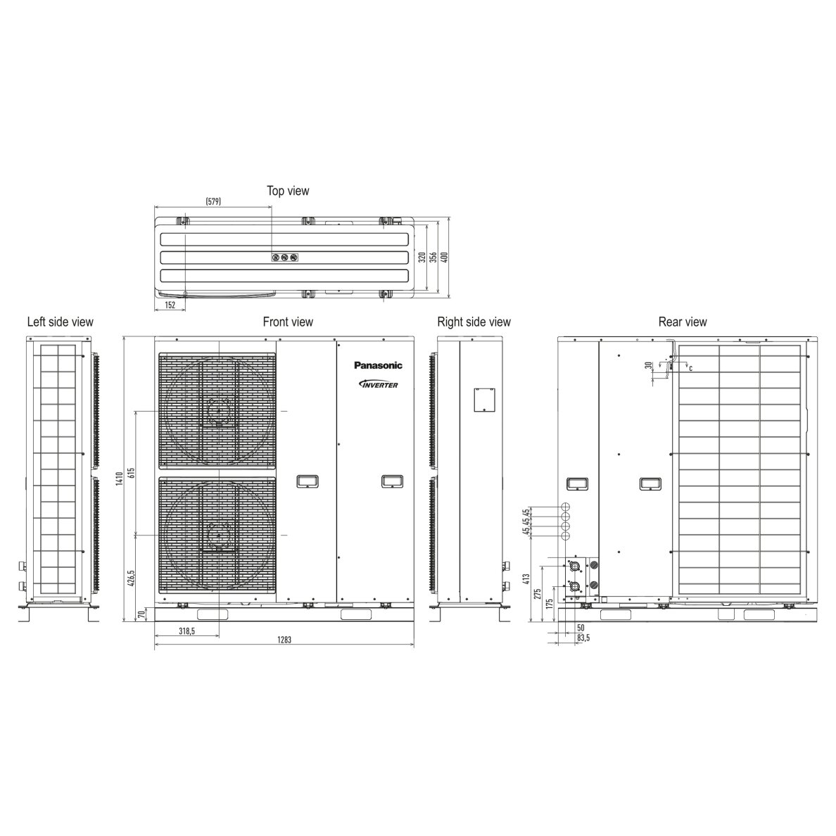 Šilumos siurblys oras-vanduo Panasonic Aquarea T-CAP monoblokas J kartos 16 kW, trifazis, WH-MXC16J9E8 4
