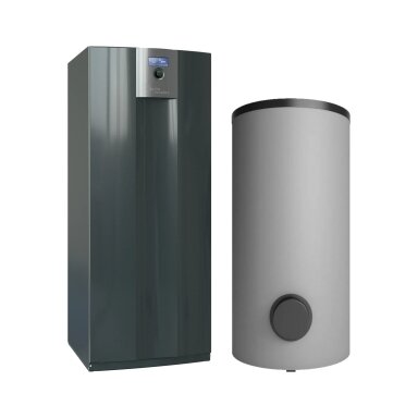 Šilumos siurblio komplektas žemė-vanduo Alpha Innotec Alterra inverterinis 16 kW, trifazis, su pasyviu vėsinimu ir vandens šildytuvu, SWCV 162K3 + WWS 202