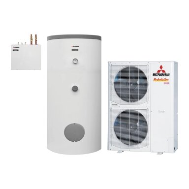 Šilumos siurblys oras-vanduo Mitsubishi Heavy Industries Hydrolution Flexible 14 kW, su 500 l talpa, HSB140 / FDCW140VNX-A / PT500 Šilumos siurblys oras-vanduo Mitsubishi Heavy Industries Hydrolution Flexible 14 kW, su 500 l talpa, HSB140 / FDCW140VNX-A / PT500