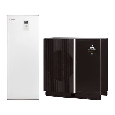 Šilumos siurblys oras-vanduo Mitsubishi Heavy Industries Hydrolution EZY All-in-one 10 kW, su integruota 180 l talpa, HMM100 / FDCM100VNX-P Šilumos siurblys oras-vanduo Mitsubishi Heavy Industries Hydrolution EZY All-in-one 10 kW, su integruota 180 l talpa, HMM100 / FDCM100VNX-P
