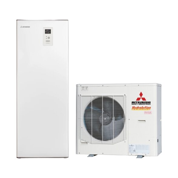 Šilumos siurblys oras-vanduo Mitsubishi Heavy Industries Hydrolution All-in-one 10 kW, su integruota 180 l talpa, HMA100-W / FDCW100VNX-A Šilumos siurblys oras-vanduo Mitsubishi Heavy Industries Hydrolution All-in-one 10 kW, su integruota 180 l talpa, HMA100-W / FDCW100VNX-A