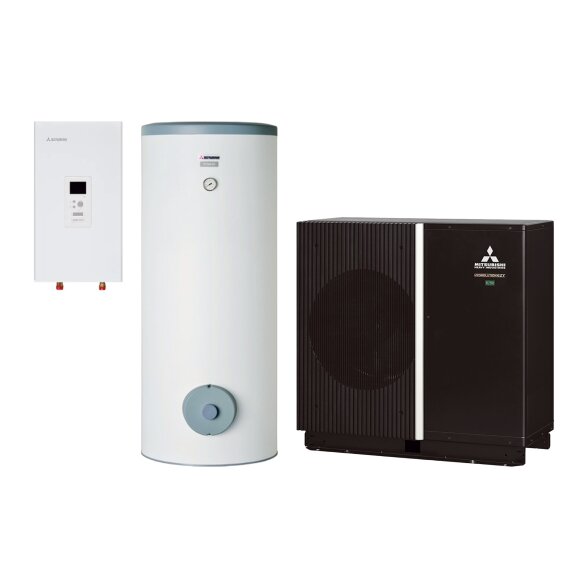 Šilumos siurblys oras-vanduo Mitsubishi Heavy Industries Hydrolution EZY Hydrobox 14 kW, trifazis, su 300 l talpa, HBM140H / FDCM140VSX-P / PT300-V2