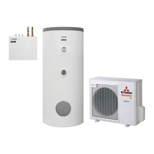 Šilumos siurblys oras-vanduo Mitsubishi Heavy Industries Hydrolution Flexible 7,1 kW, su 300 l talpa, HSB100-W / FDCW71VNX-W / PT300 Šilumos siurblys oras-vanduo Mitsubishi Heavy Industries Hydrolution Flexible 7,1 kW, su 300 l talpa, HSB100-W / FDCW71VNX-W / PT300